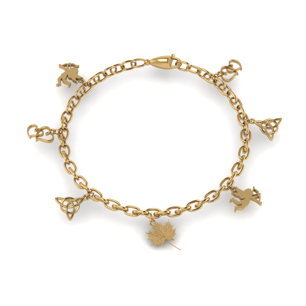 love symbol charm bracelet for girls in FDBRC8658ANGLE2 NL YG