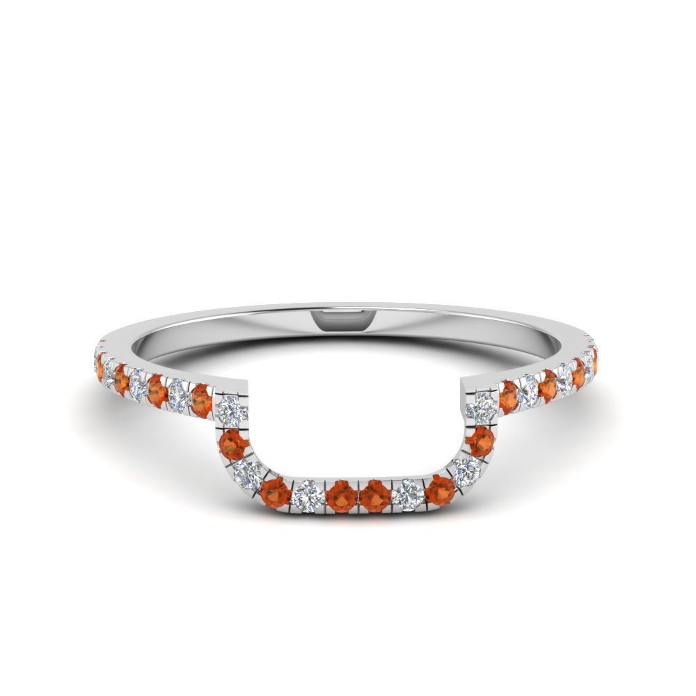 curved diamond wedding band with orange sapphire in 950 Platinum FD8187BGSAOR NL WG