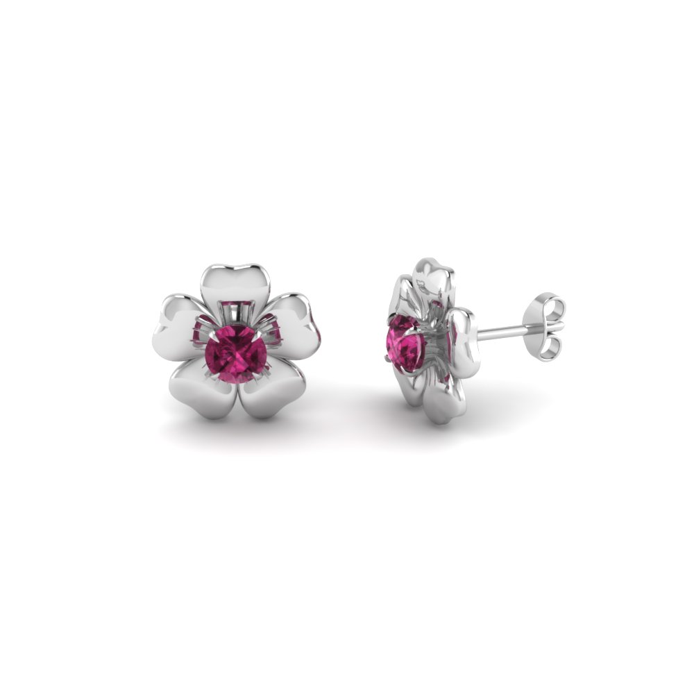 pink diamond stud earrings white gold