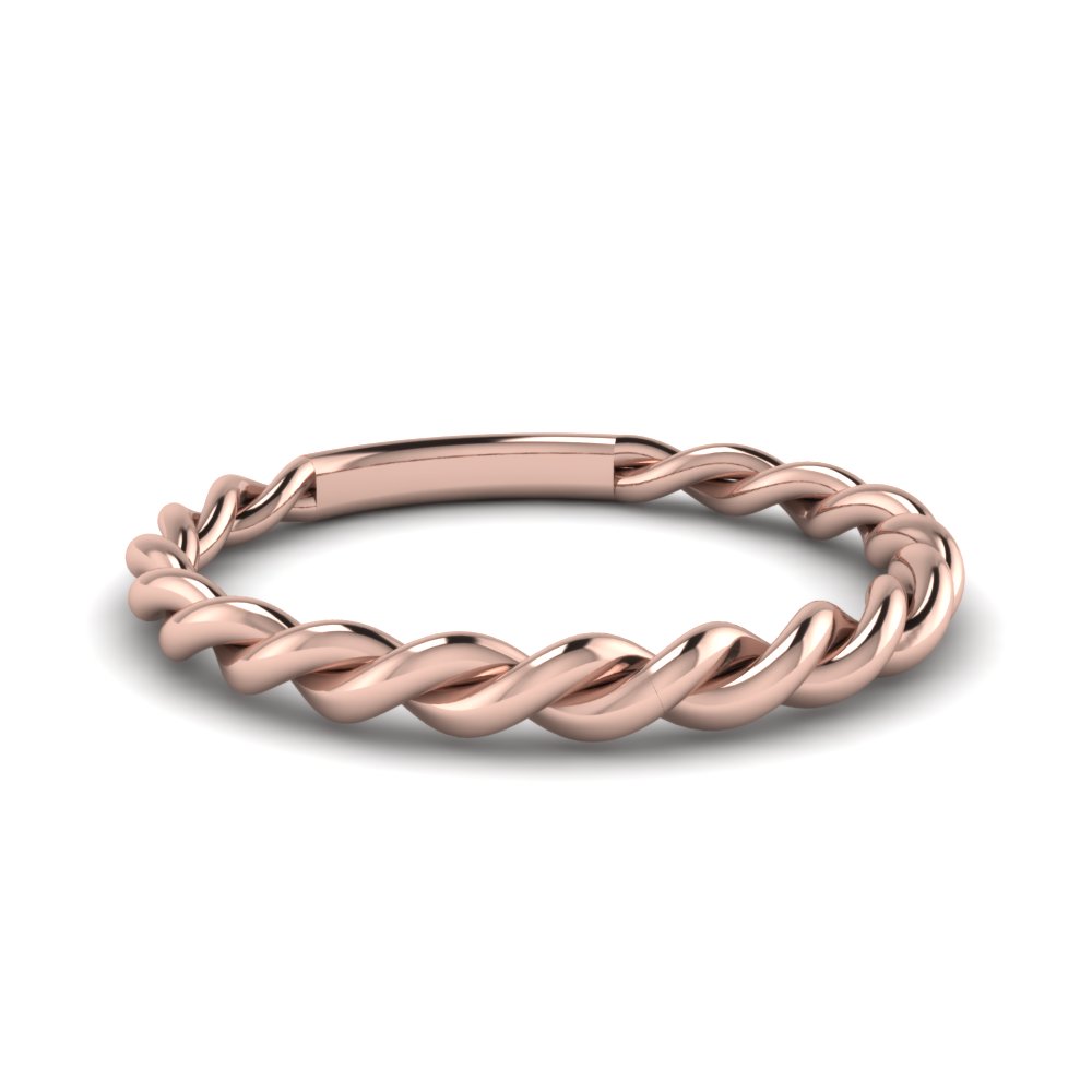 Delicate Twisted Diamond Wedding Band 14k/18k Solid Rose Gold