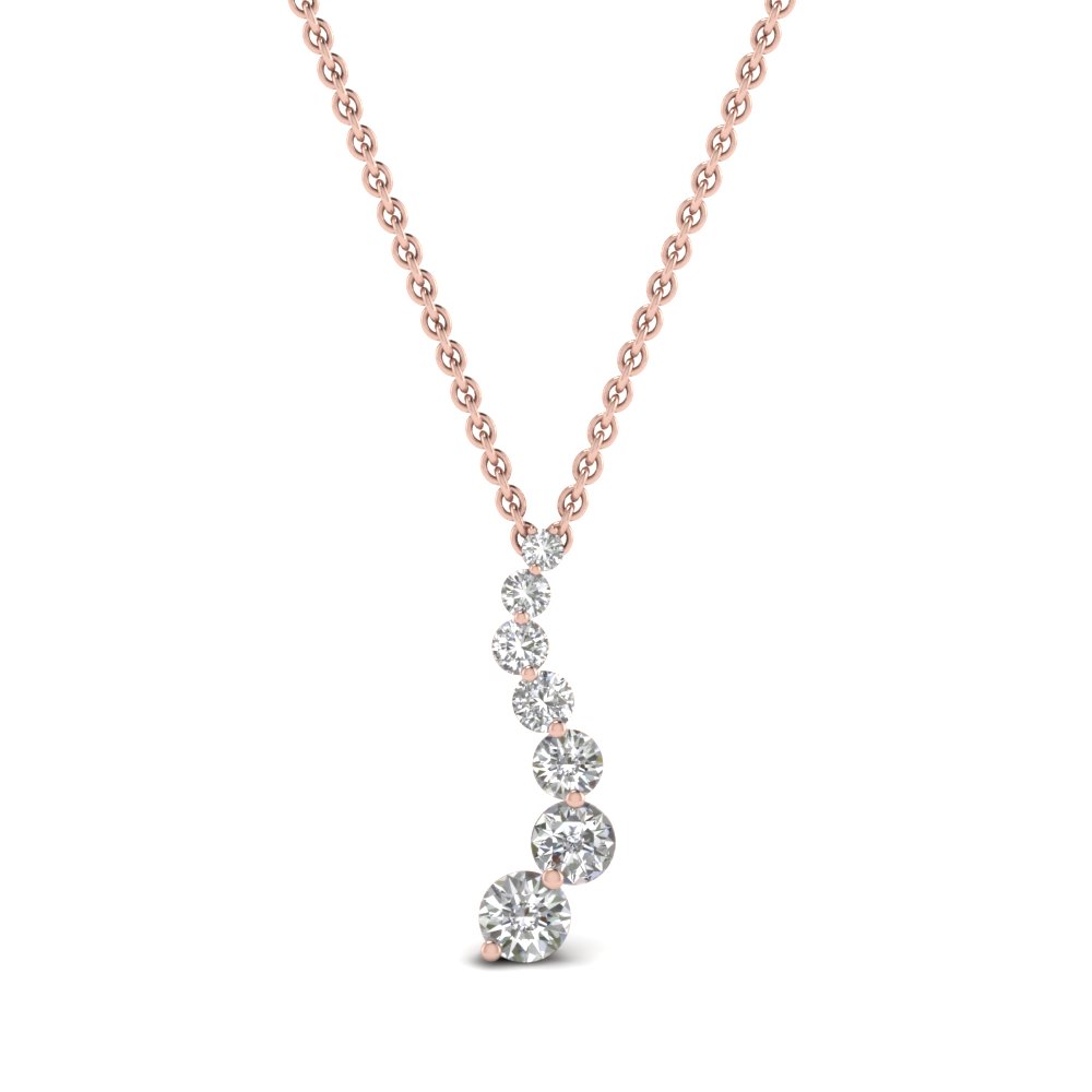 Graduated Diamond Drop Pendant Necklace In 14K Rose Gold | Fascinating ...