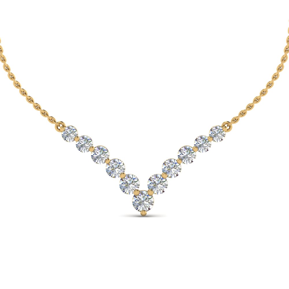 Single Line Anniversary Diamond Necklace Gifts For Women In 14K Yellow Gold