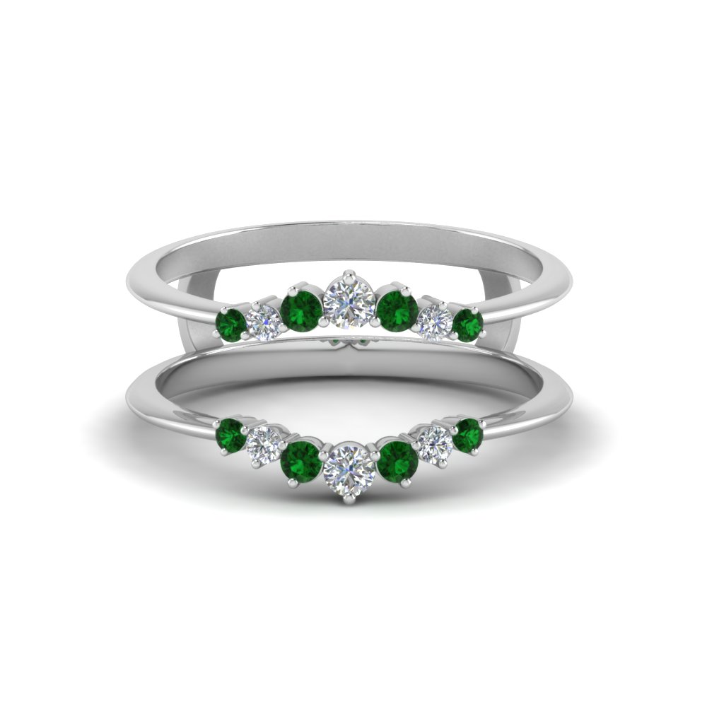 Graduated Diamond Ring Guards With Emerald