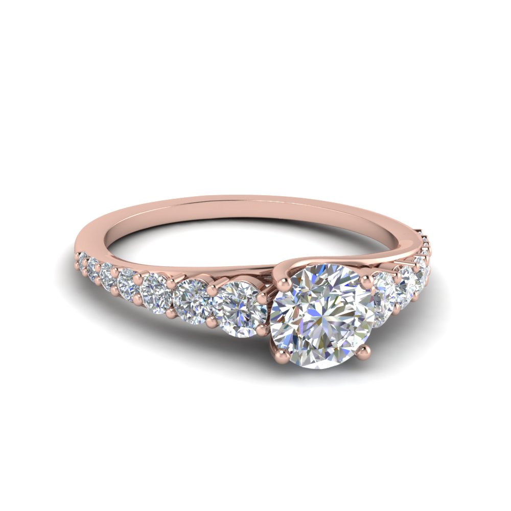 Rose Gold Round Cut Side Stone Rings