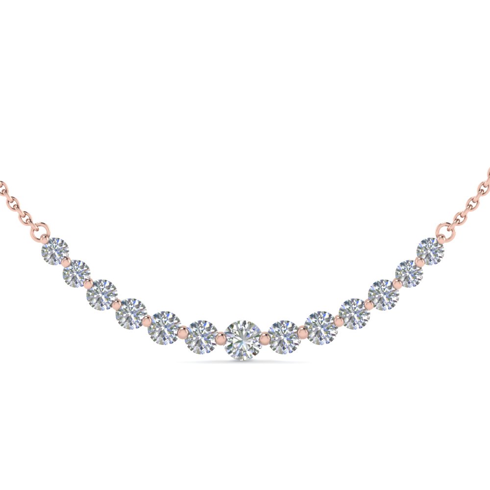 Graduated Diamond Necklace Anniversary Gifts In 14K Rose Gold