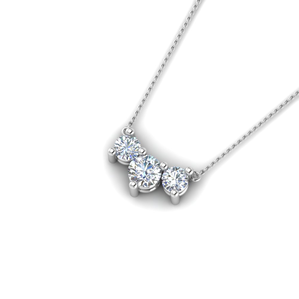 Half Carat 3 Stone Anniversary diamond Necklace In 950 Platinum ...