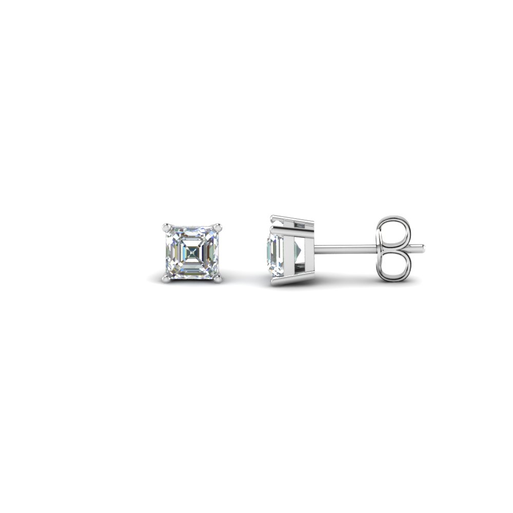 Half Carat Asscher Diamond Stud Earring In 14K Rose Gold | Fascinating ...