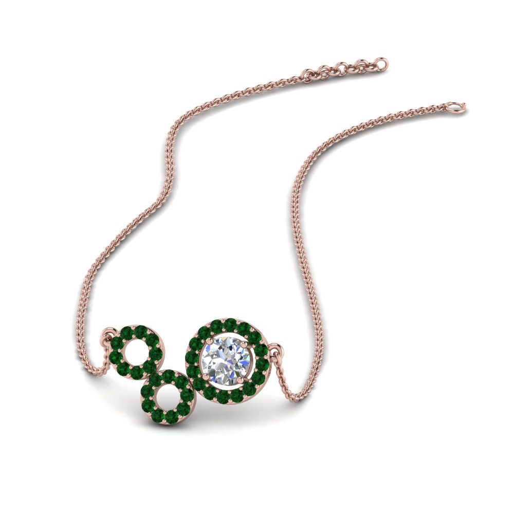half carat designer 3 circle diamond pendant with emerald in FDPD8920GEMGR NL RG
