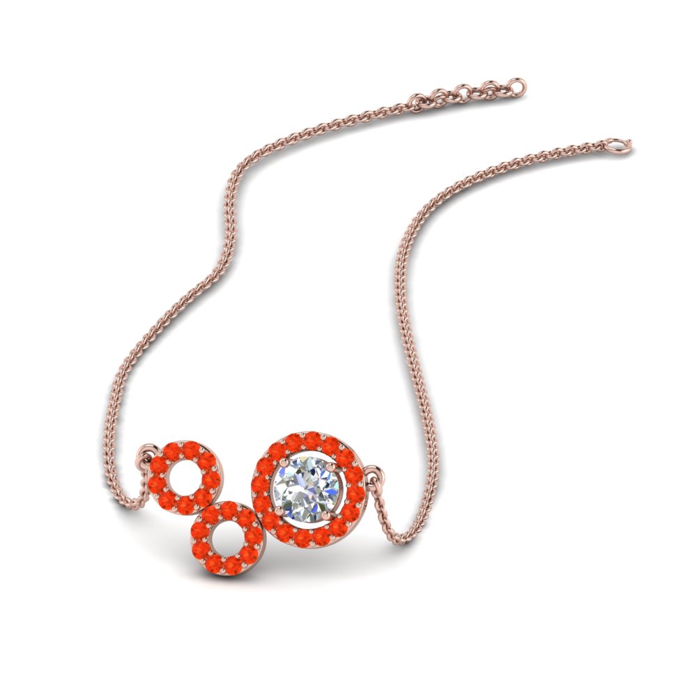 half carat designer 3 circle diamond pendant with orange topaz in FDPD8920GPOTO NL RG