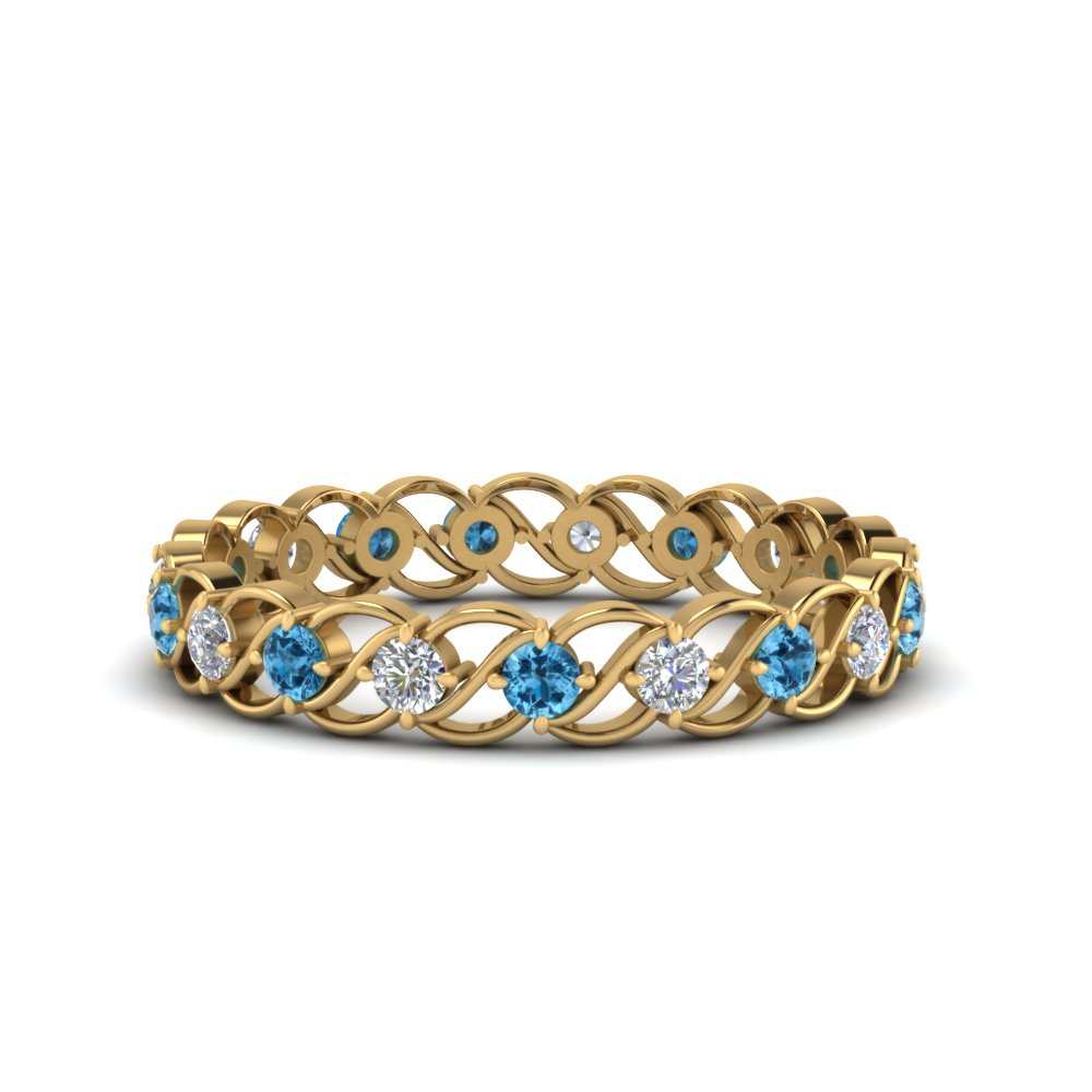 Blue topaz 22k gold plated eternity ring
