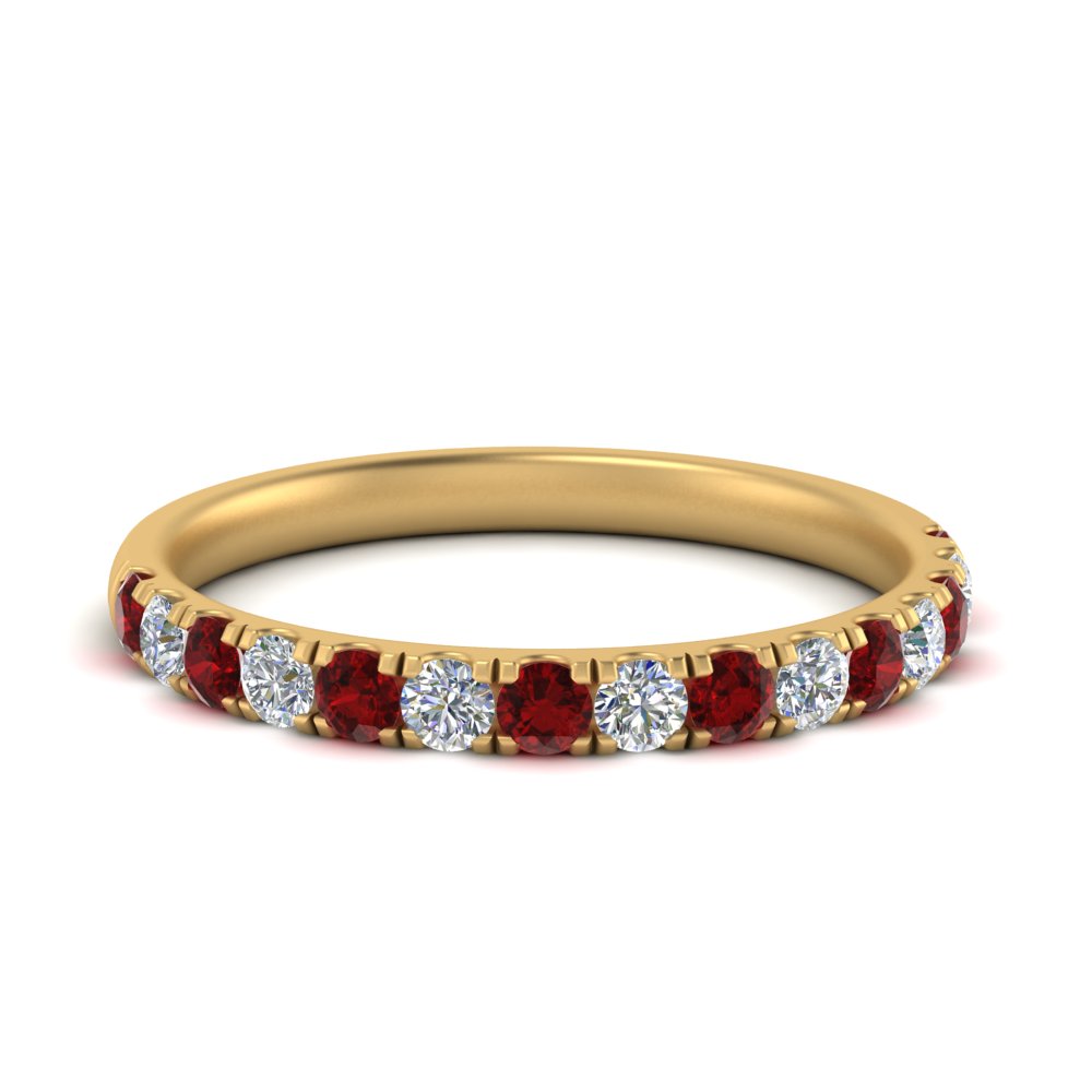 half-carat-scalloped-pave-diamond-wedding-ring-for-women-with-ruby-in-FD9330(0.50CT)GRUDR-NL-YG