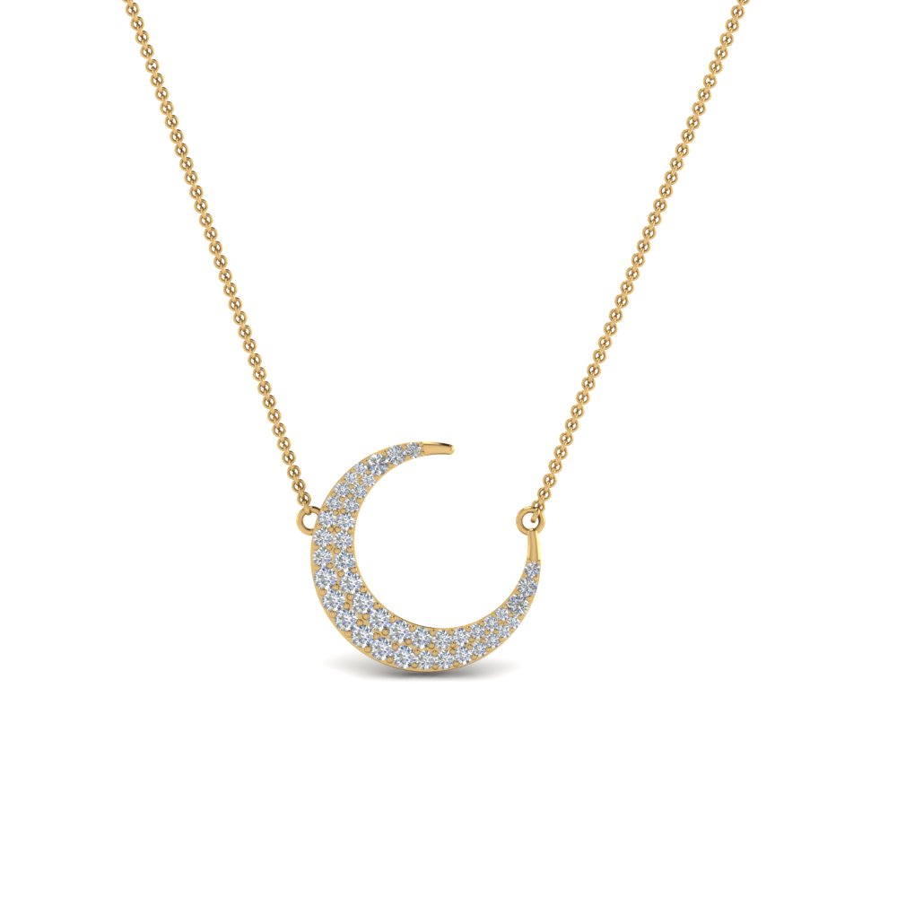 14K Yellow Gold Crescent Moon Diamond Pendant Necklace | Shop 14k Yellow  Gold Contemporary Necklaces | Gabriel & Co