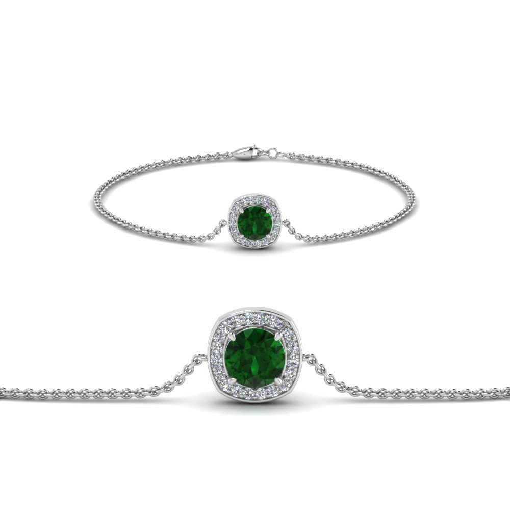 Halo Emerald May Birthstone Bracelet