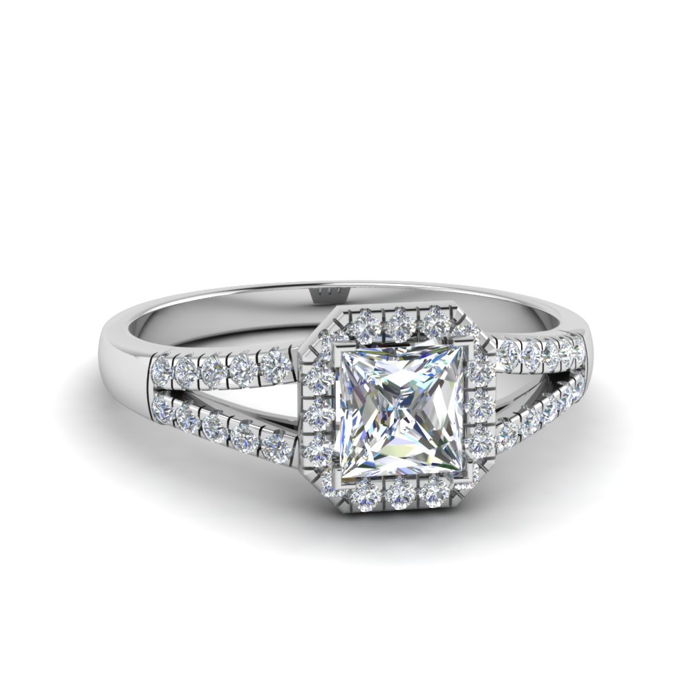 Halo Split Shank Engagement Ring