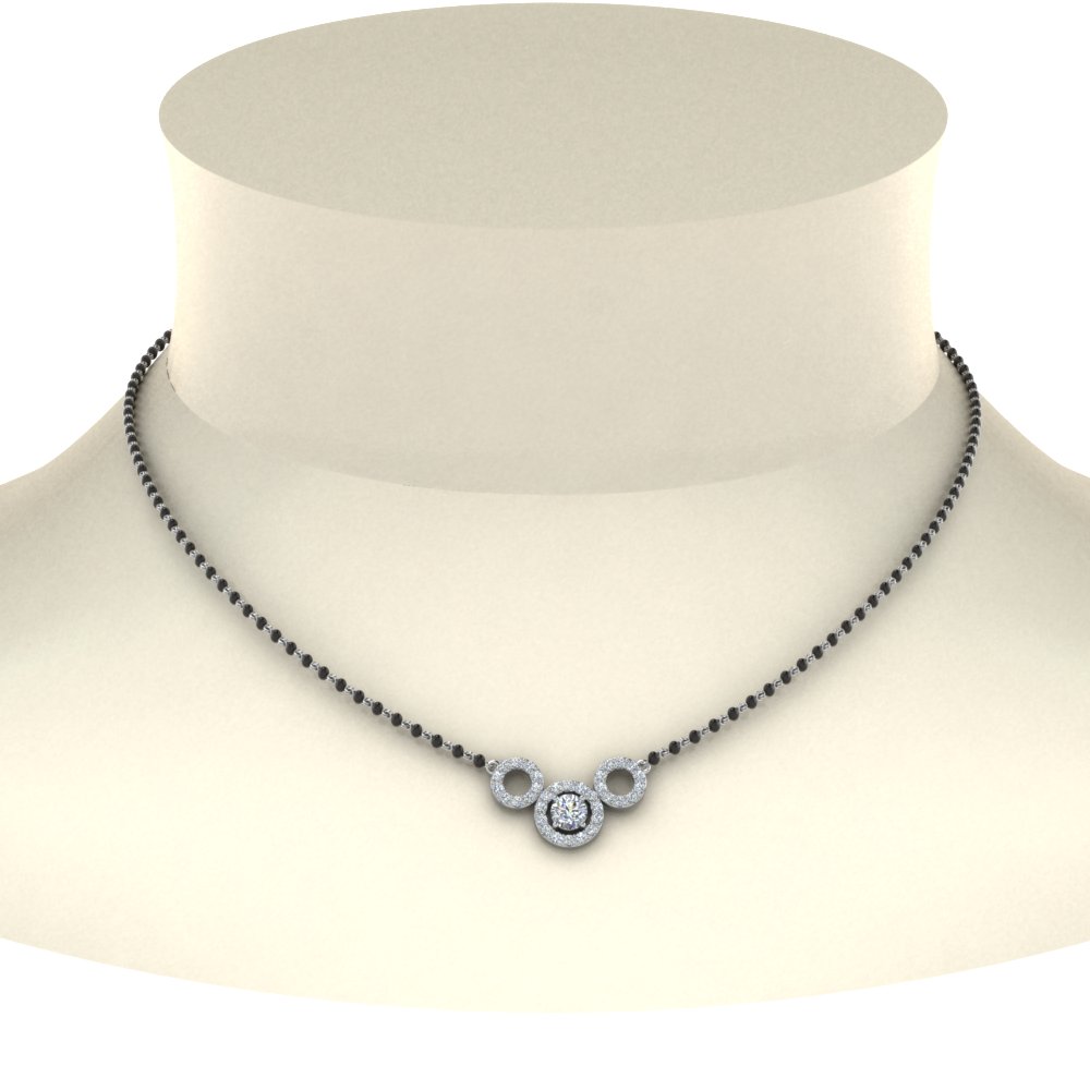 Halo Tanmaniya Modern Mangalsutra In 14k White Gold Mangalsutra