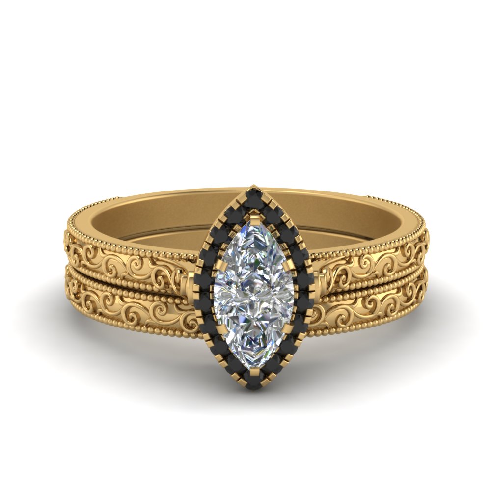 Halo Marquise Cut Wedding Ring Set