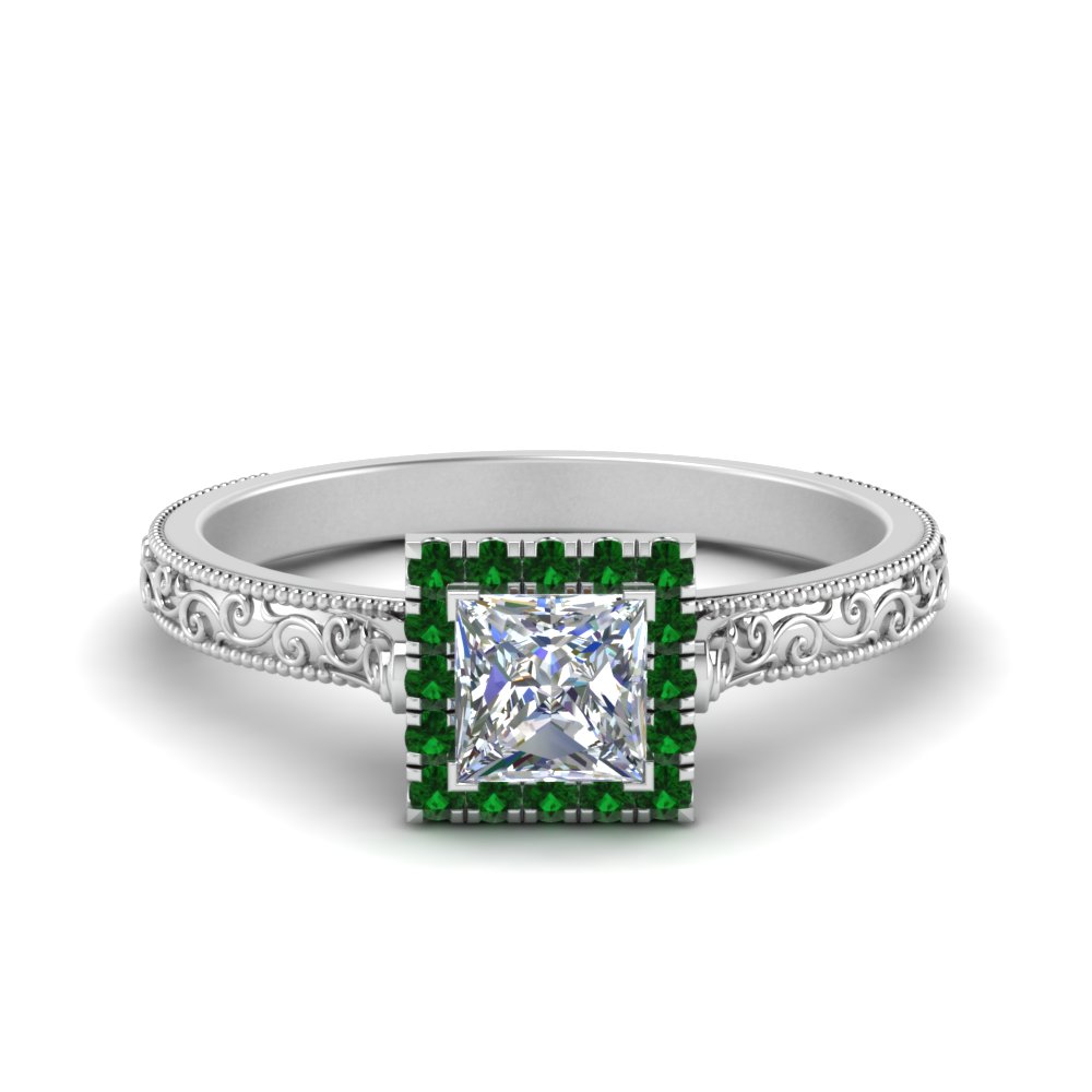 Princess Cut Emerald Vintage Rings