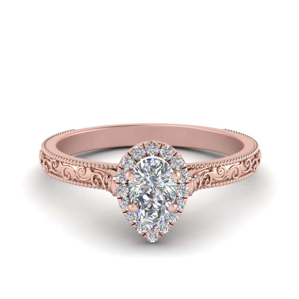 rose gold pear engagement rings