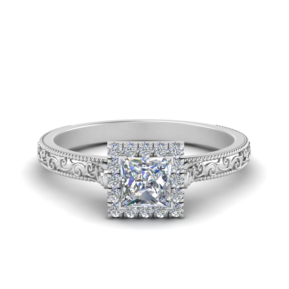 vintage princess cut engagement rings