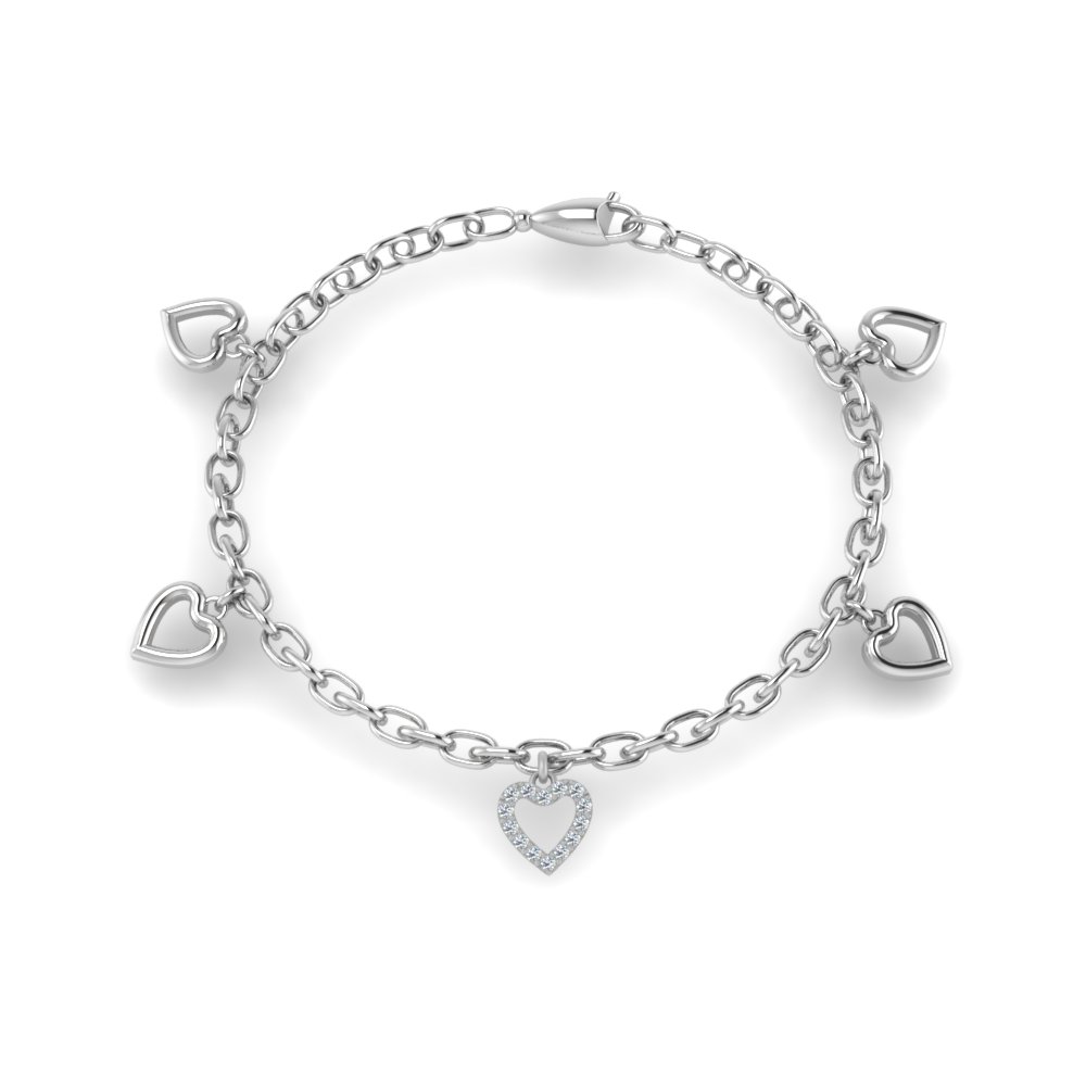 Heart Charm Diamond Bracelet