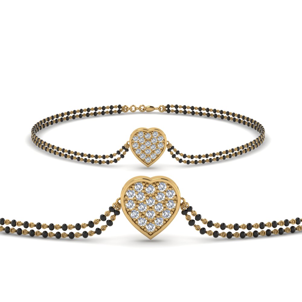 18K Yellow Gold Diamond Bracelet Mangalsutra