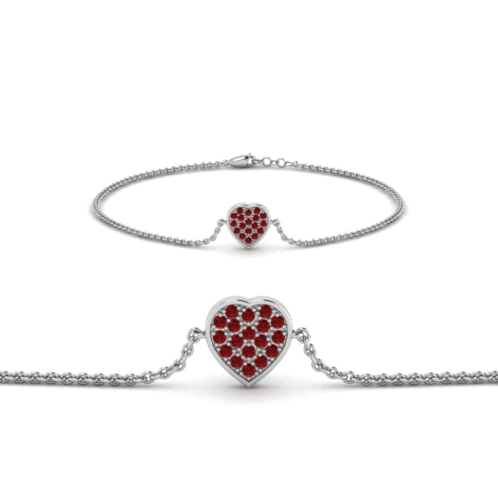 Heart Cer Ruby Bracelet In 18k White Gold Fascinating Diamonds Heart Cer Ruby Bracelet In Fdbrc8654grudr Nl Wg