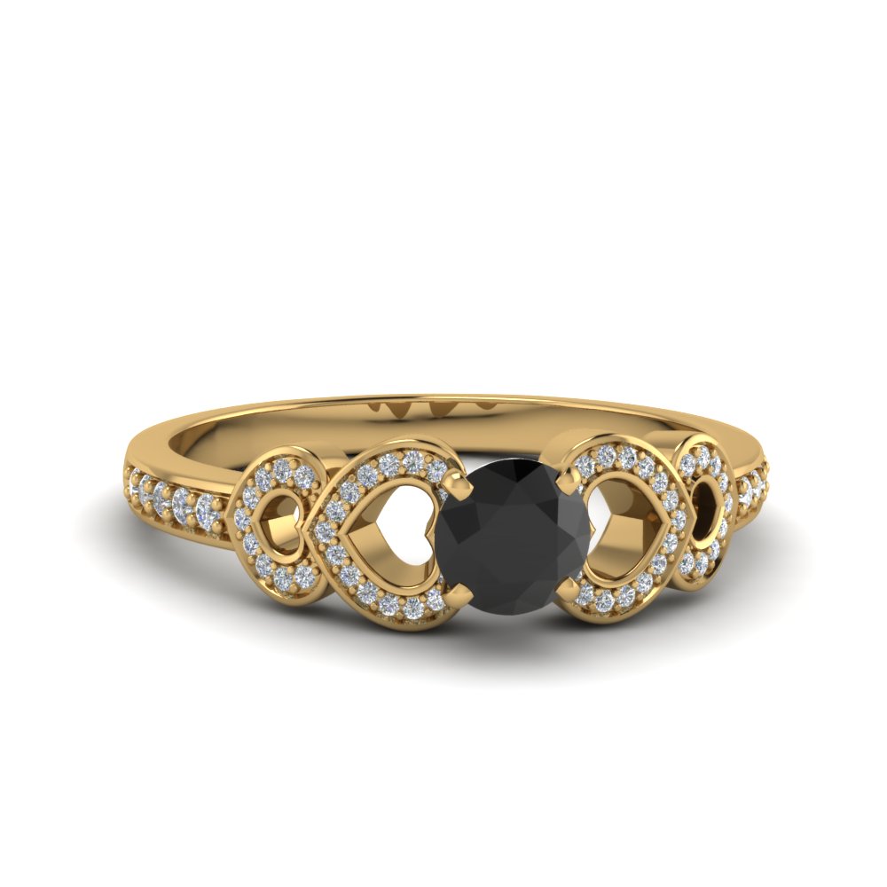 Heart Design Black Diamond Ring