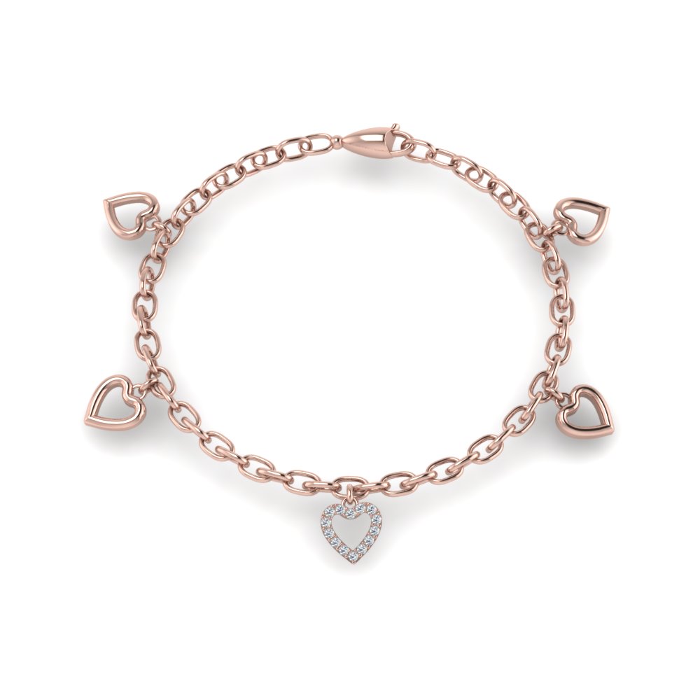 heart diamond charm bracelet in FDBRC8652ANGLE2 NL RG