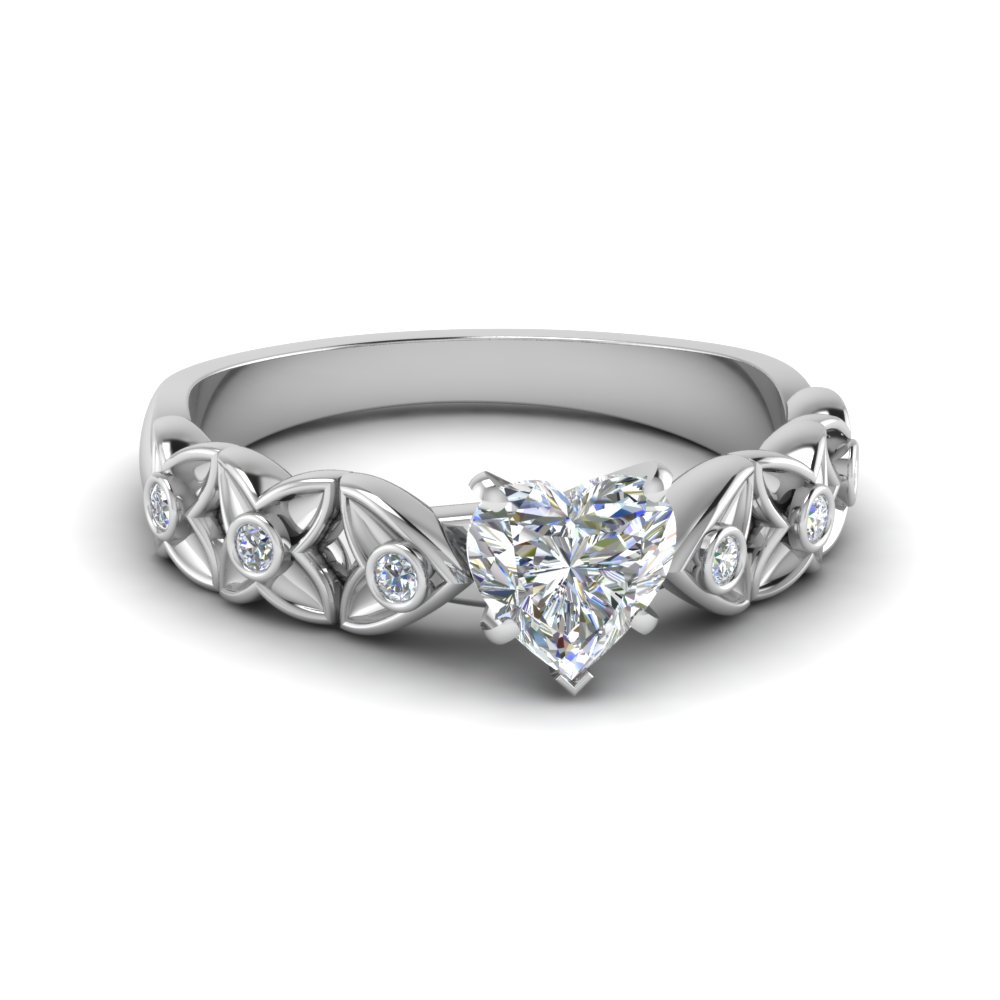 heart diamond flower ring in FD121955HTR NL WG