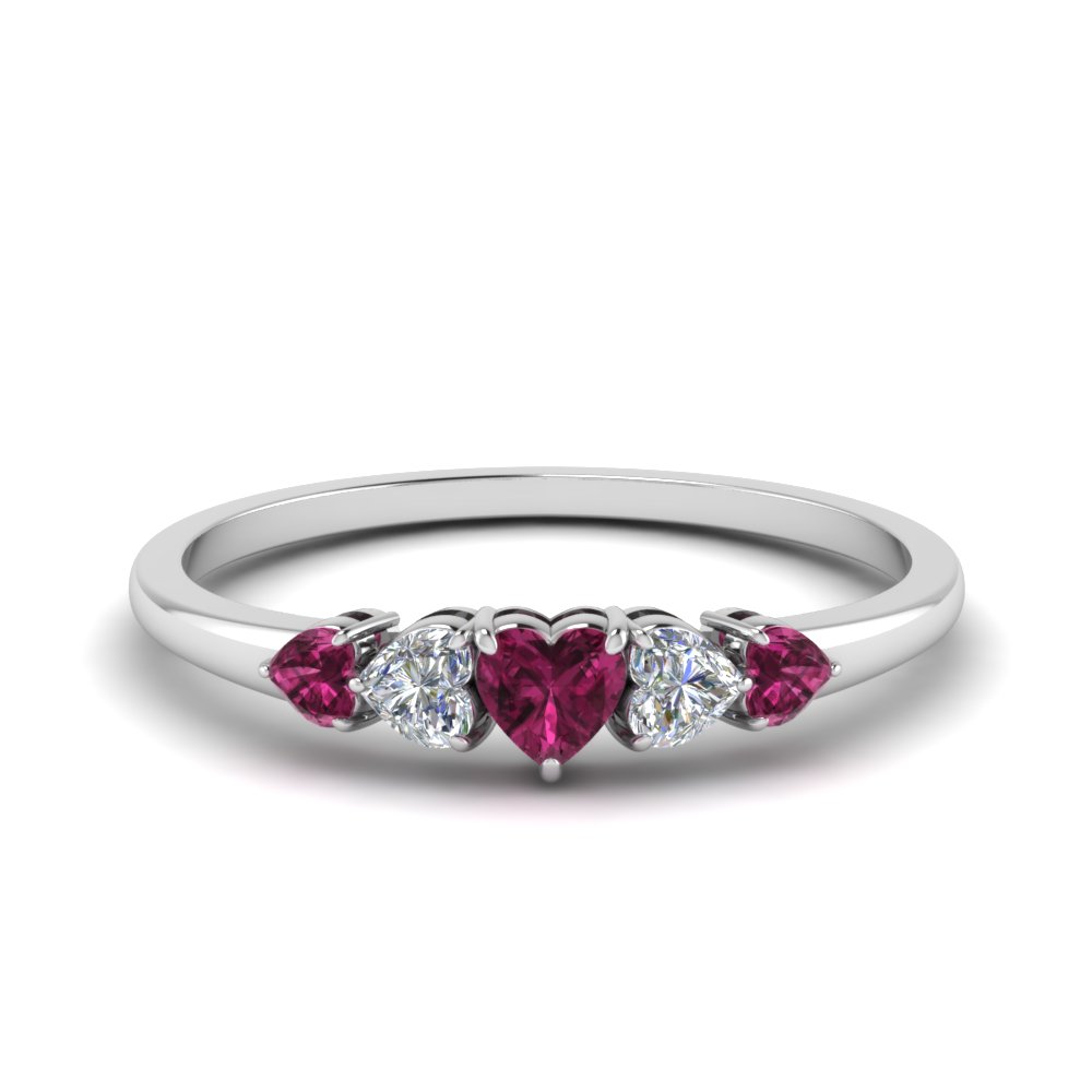 [تصویر:  heart-diamond-graduated-5-stone-pink-sap...-NL-WG.jpg]