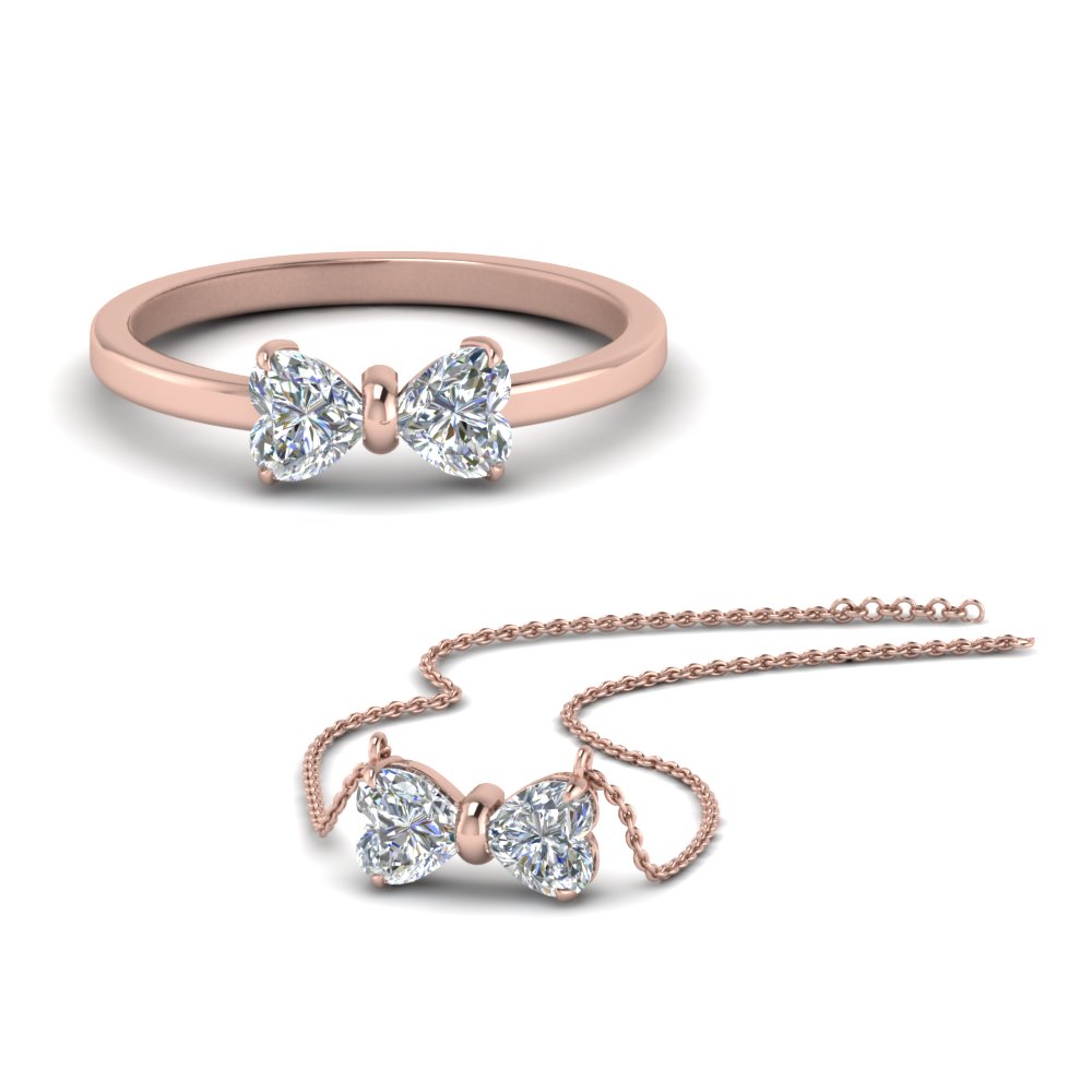 Heart Diamond Ring With Matching Pendant