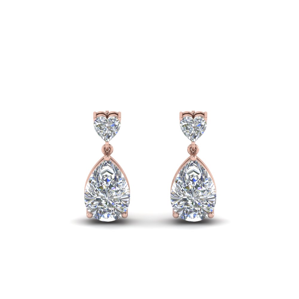 Bone Design Heart Diamond Solitaire Wedding Set In 14K Rose Gold