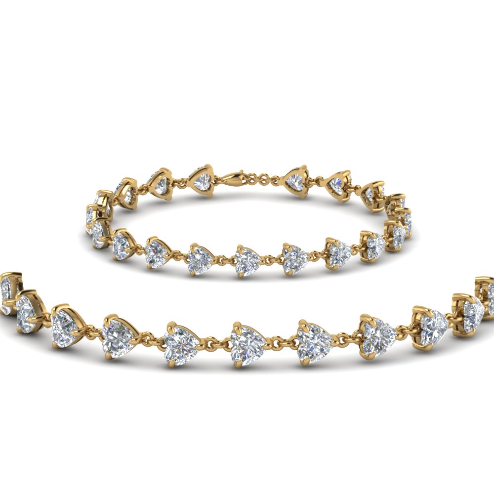 heart diamond tennis bracelet in FDBRC8442ANGLE1 NL YG