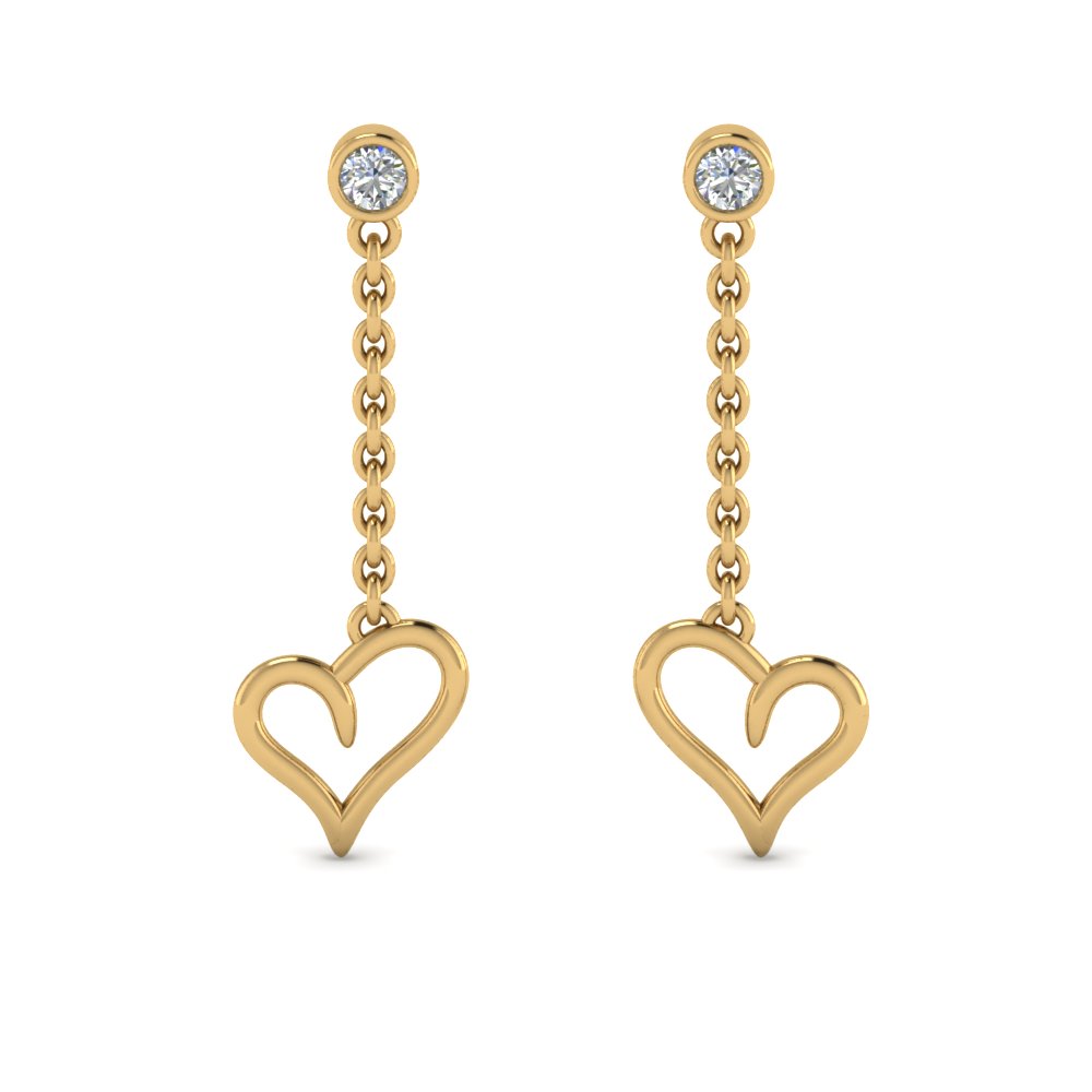 heart drop design diamond earring in 14K yellow gold FDEAR8820 NL YG