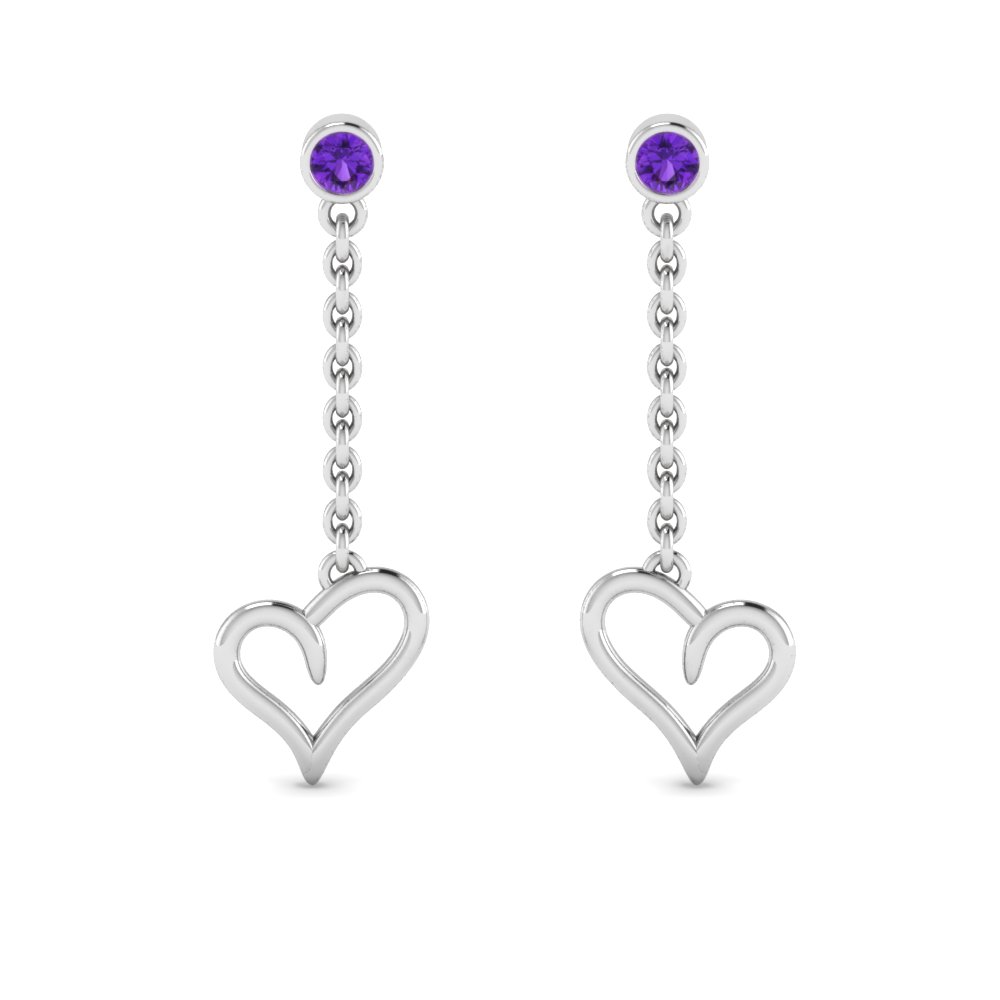 heart drop design purple topaz earring in 14K white gold FDEAR8820GVITO NL WG