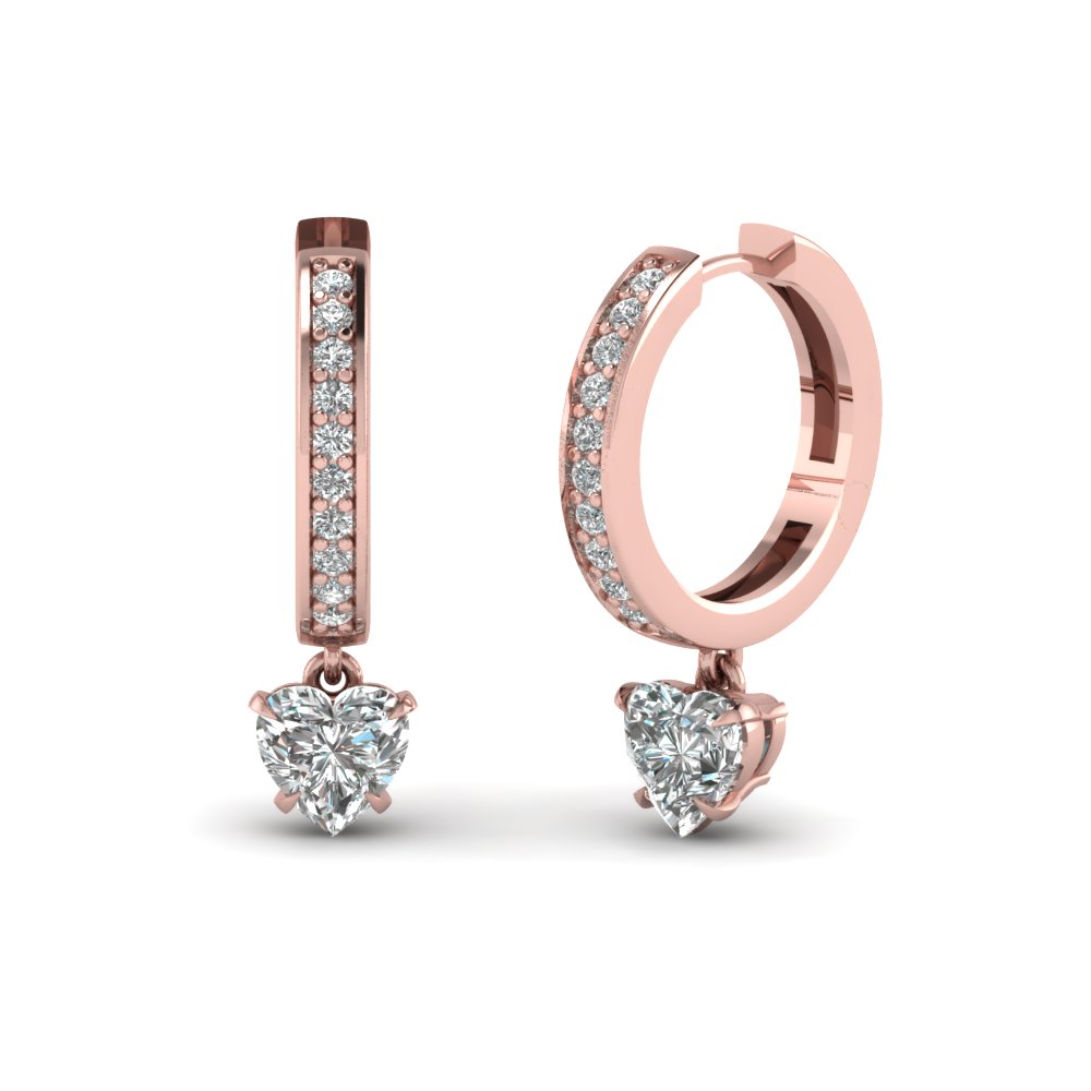 heart drop hoop diamond earring in 14K rose gold FDEAR1161HT NL RG