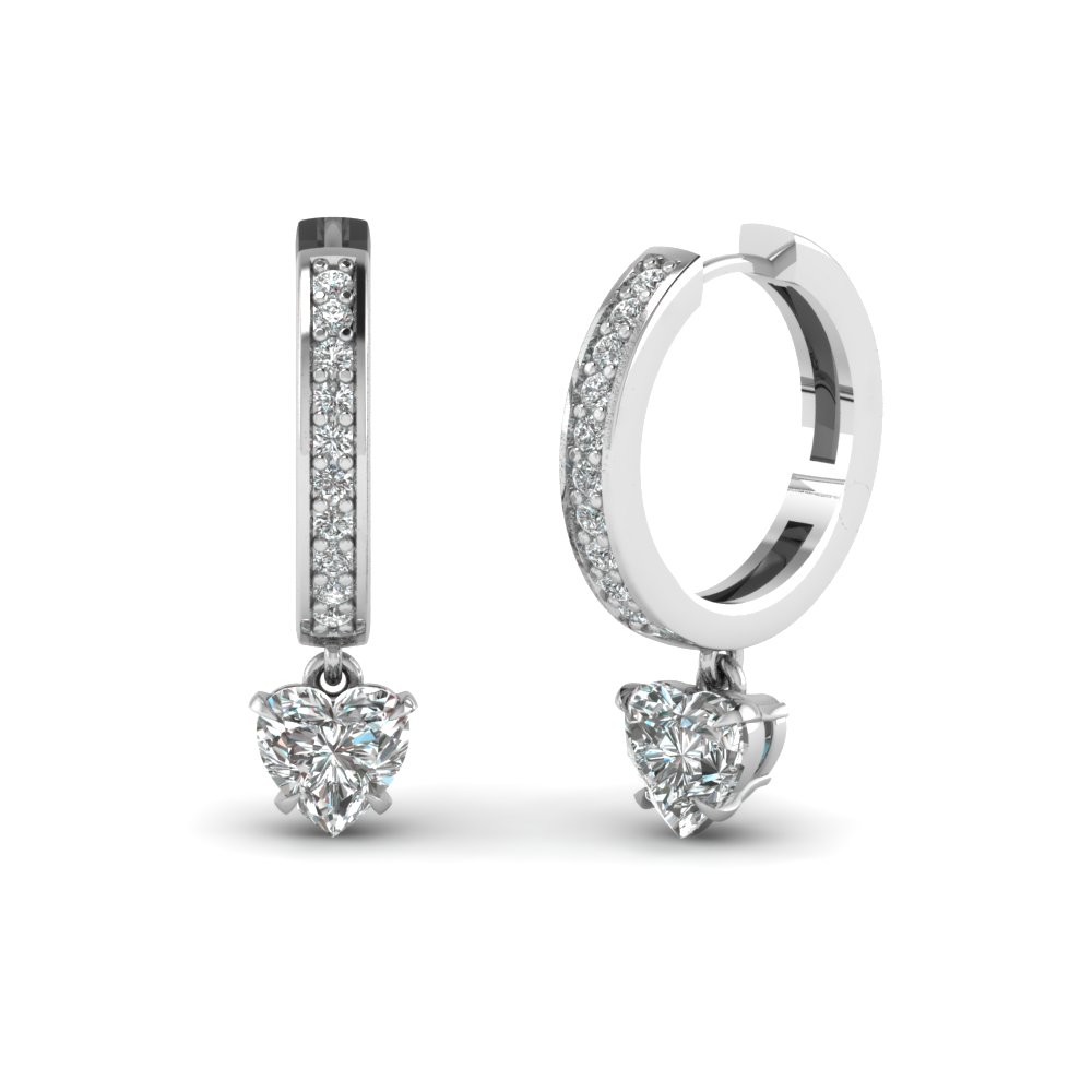 heart drop hoop diamond earring in 14K white gold FDEAR1161HT NL WG