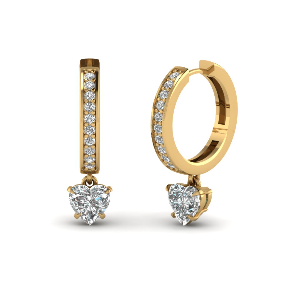 heart drop hoop diamond earring in 14K yellow gold FDEAR1161HT NL YG
