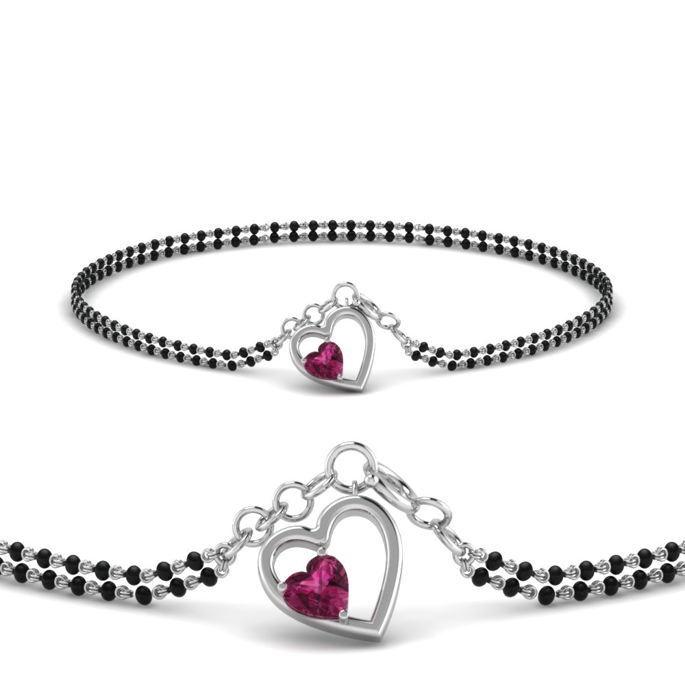 Pink Sapphire Heart Mangalsutra Bracelet