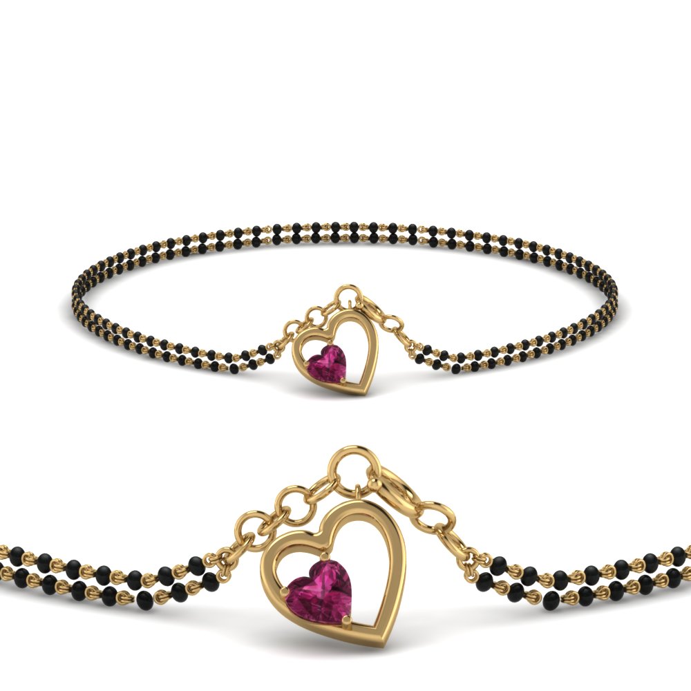 Mangalsutra Pink Sapphire Heart Bracelet