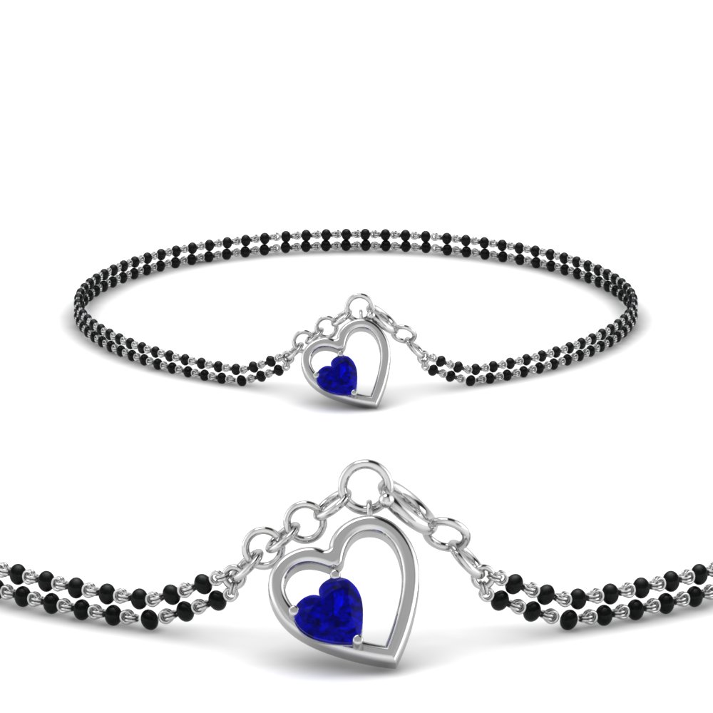 Heart Shaped Blue Sapphire Mangalsutra Bracelet