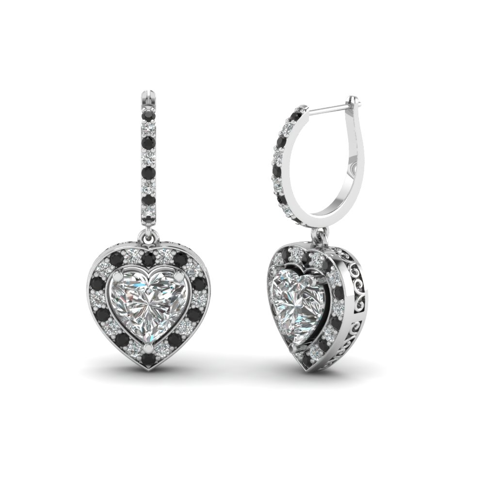 Heart Halo Drop Dangle Earring Black Diamond In 950 Platinum Heart Halo Drop Dangle Earring Black Diamond In 950 Platinum Fdear1107gblack Nl Wg