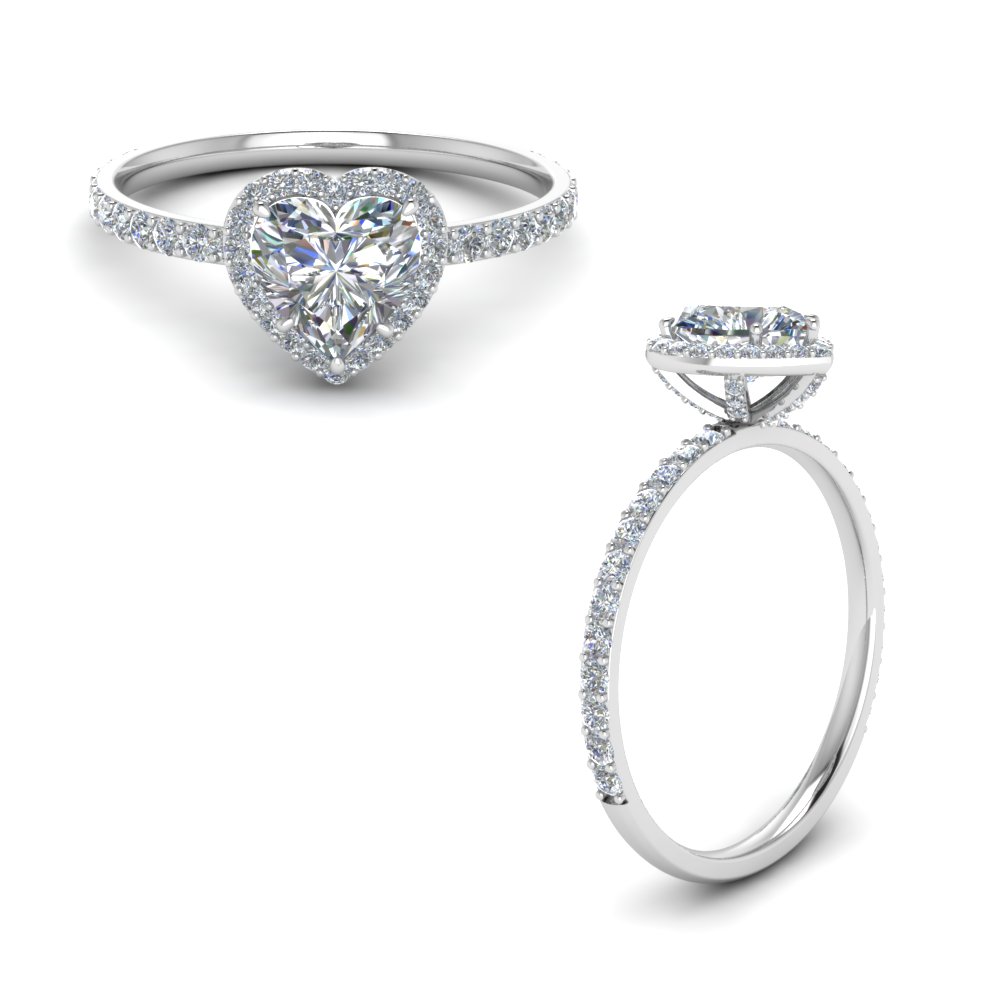 Heart Halo Prong Studded Diamond Ring