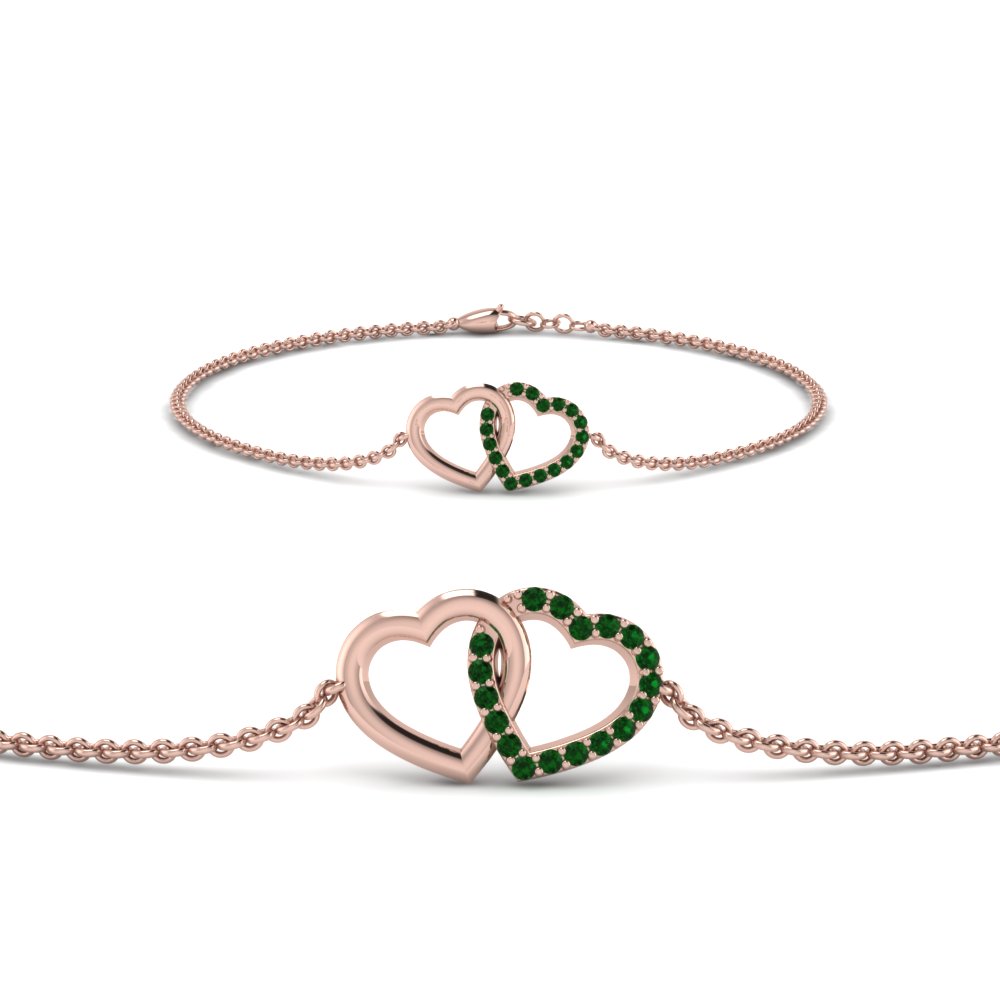 heart interlocked emerald bracelet in FDBRC8649HTGEMGRANGLE1 NL RG