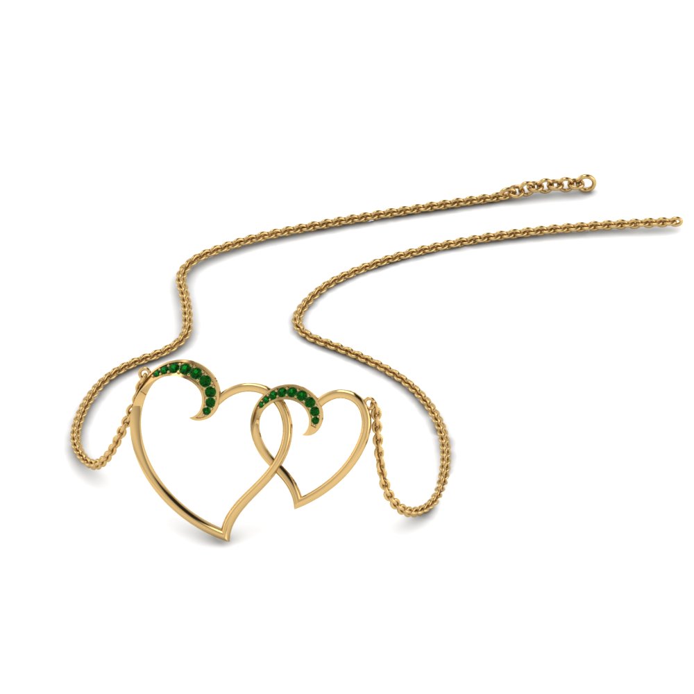 Heart Interlocked Emerald Pendant