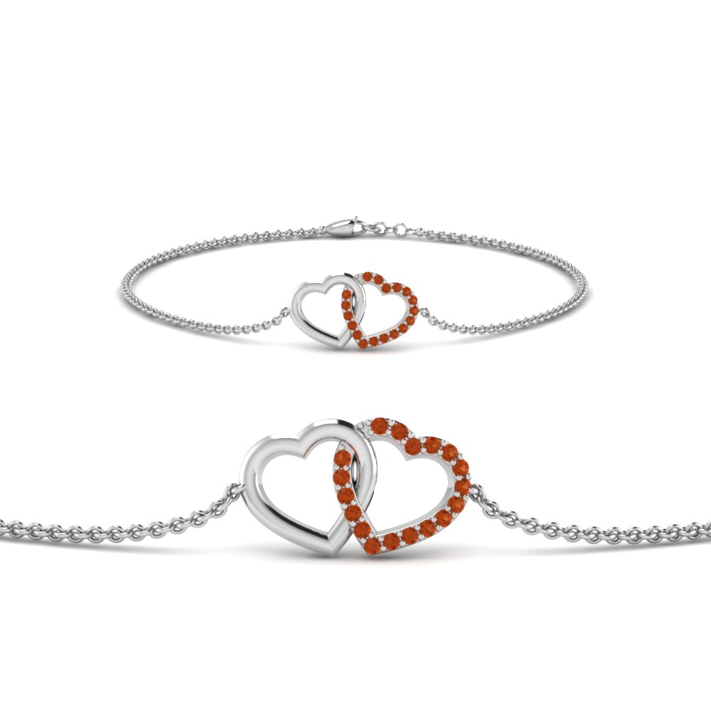 heart interlocked orange sapphire bracelet in FDBRC8649HTGSAORANGLE1 NL WG