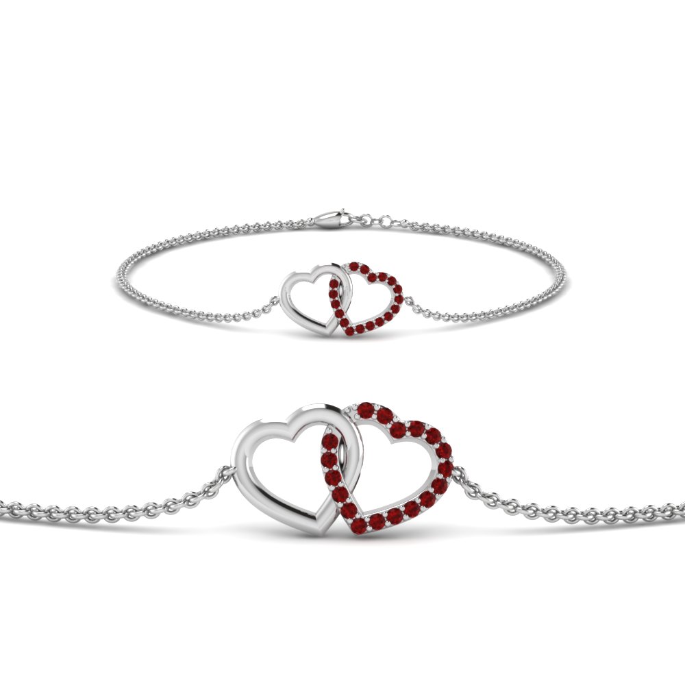 heart interlocked ruby bracelet in FDBRC8649HTGRUDRANGLE1 NL WG