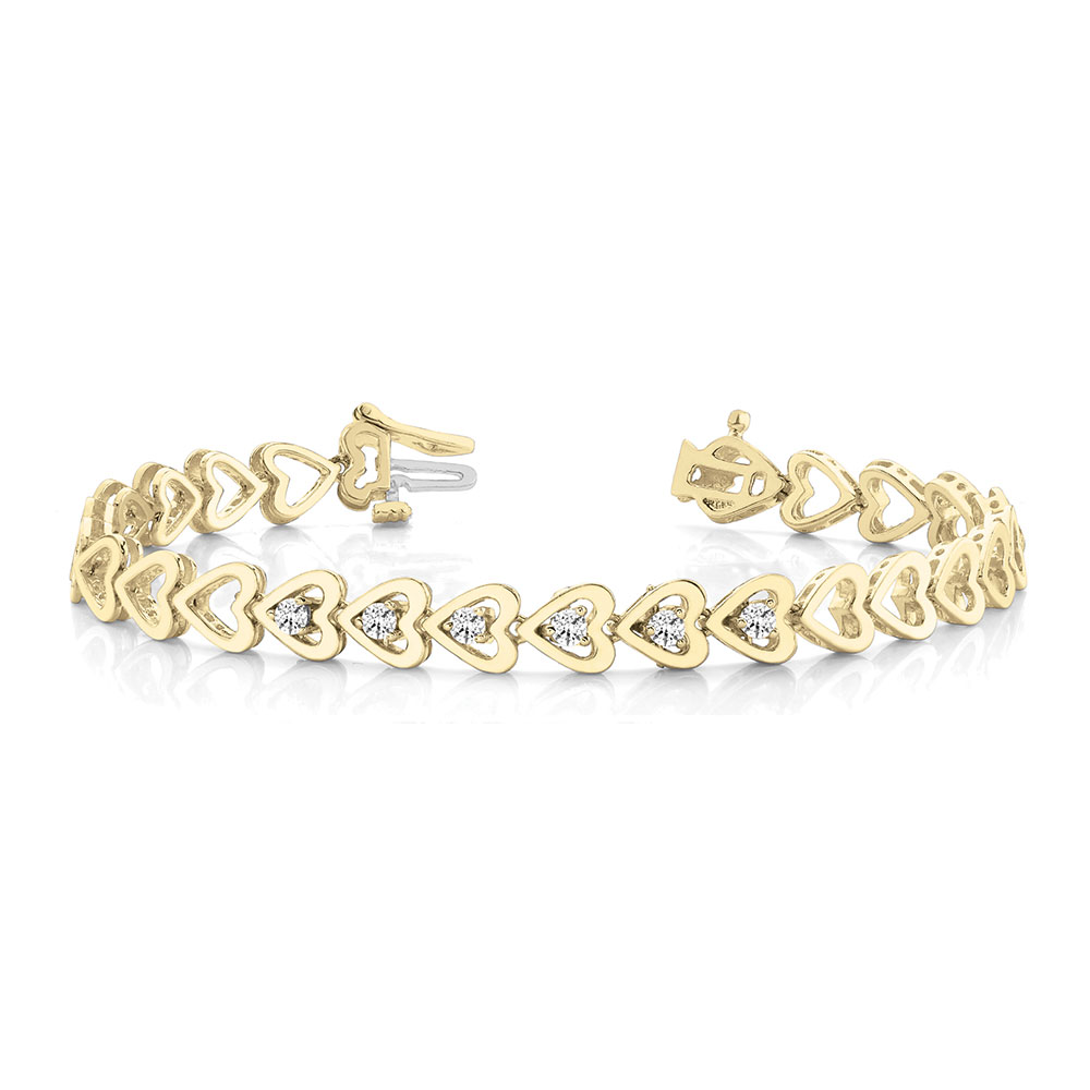 Heart Linked Diamond Bracelet In 18K Yellow Gold | Fascinating Diamonds