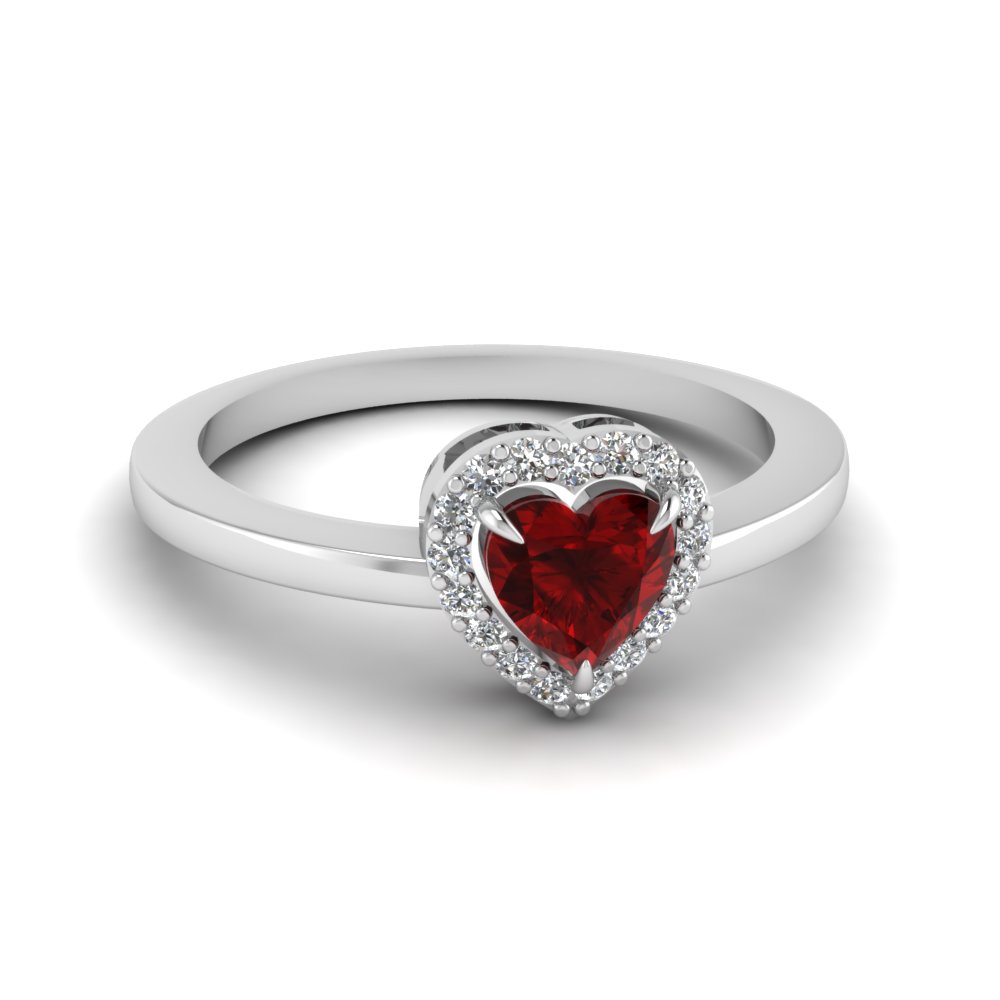Pear Shape Ruby Ring with Accent Diamonds on White Gold Hera