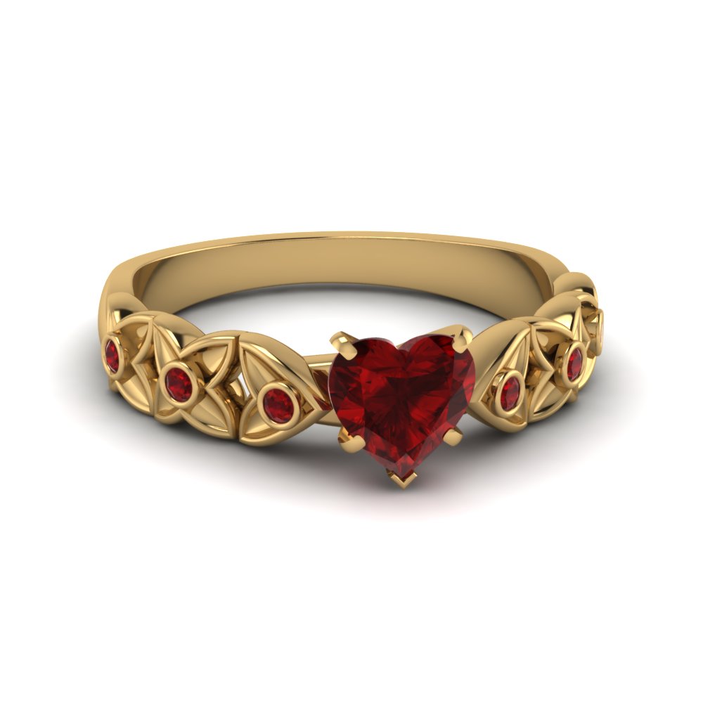 Heart Shaped Ruby Engagement Ring